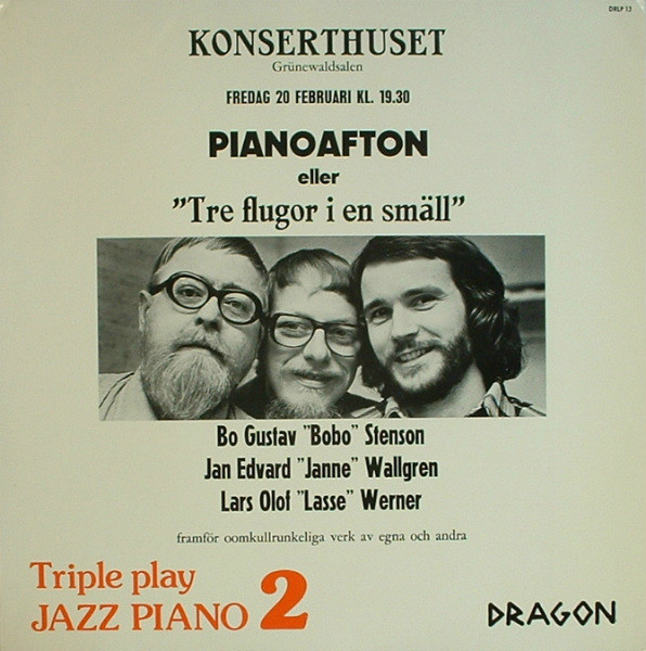 Sleeve of Triple Play - Jazz Piano Volume 2 by Bobo Stenson, Jan Wallgren, Lars Werner